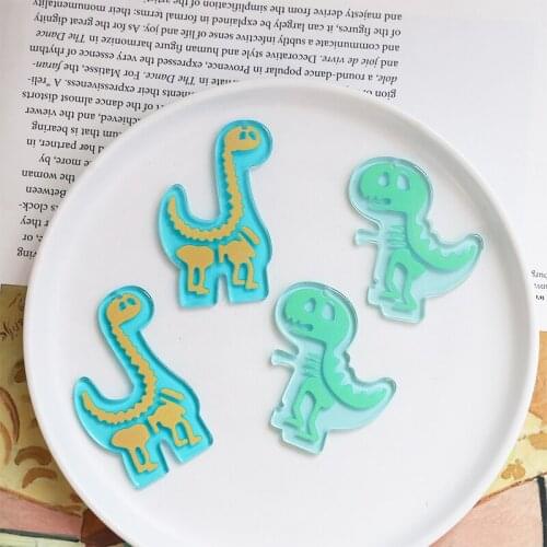 Wholesale 30pcs/lot pattern print animals cartoon dragon/dinosaur shape acrylic beads diy jewelry earring/garment accessory