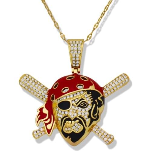 Zirconia Skull Pirate Big Pendant Choker Necklace for Man Street Hip Hop Punk Luxury Jewelry Collier Pirate bijoux pour homme