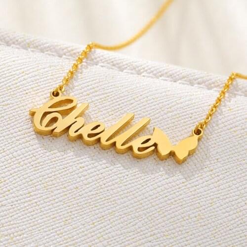 V Attract Personalized Name Necklace Gold colour Stainless Steel Butterfly Necklace Jewelry Bridesmaid Gift Handmade Colar