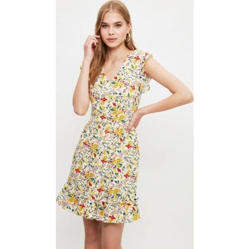 Trendyol Frilly Flower Patterned Dress TWOSS20EL2516