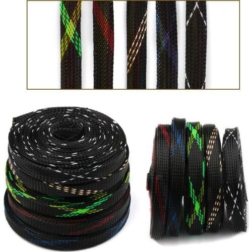 10mm Braided Cable Sleeving 5 Colors Length 5M Insulation Tight PET Expandable 150% Wire Cable Sleeves Gland Wire Sheathing