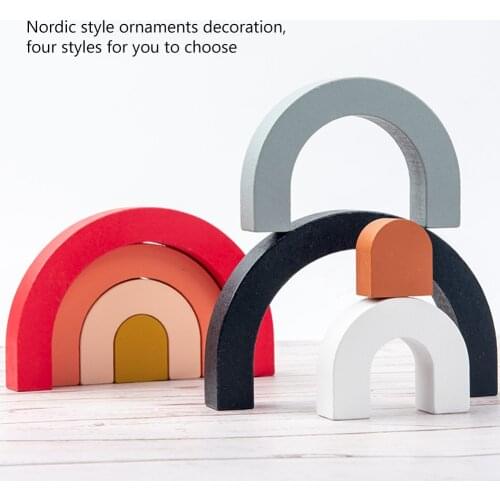 Rainbow Building Blocks Rainbow Stacker Wooden Kids Montessori Educational Toys Assembled Model Building Kits Tool