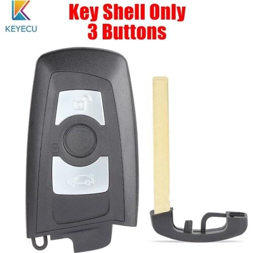 KEYECU Replacement CAS4 Smart Remote Control Car Key Shell Case 3 Buttons with Emergency Blade for BMW New 5 7 Series