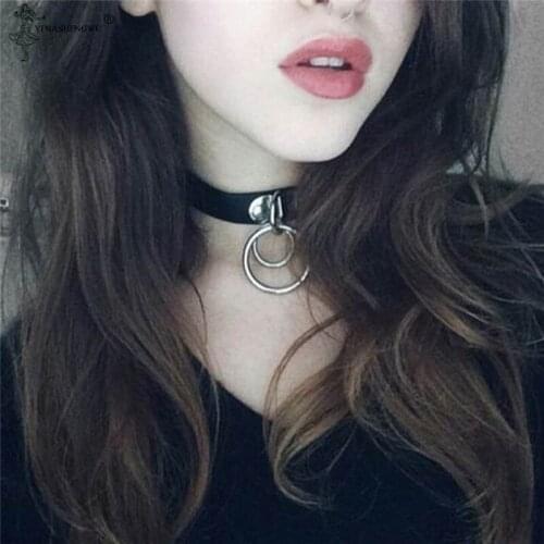 Harajuku Punk Rock Gothic Collar Sexy PU Leather Round Spike Collar Choker Necklace Body Jewelry Accessorie Halloween Party Gift