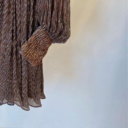 Women Shiny Short Dress V-neck Lantern Sleeve High Waist Lurex Mini Dresses