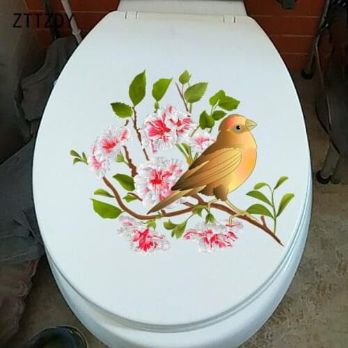 ZTTZDY 25.6CM×21.4CM Vigorous Flowers And Birds Home Wall Decoration Classic Toilet Stickers T2-0932