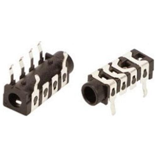10pcs Ф 3.5mm female earphone power socket 6 pin 2 fixed pj-313b