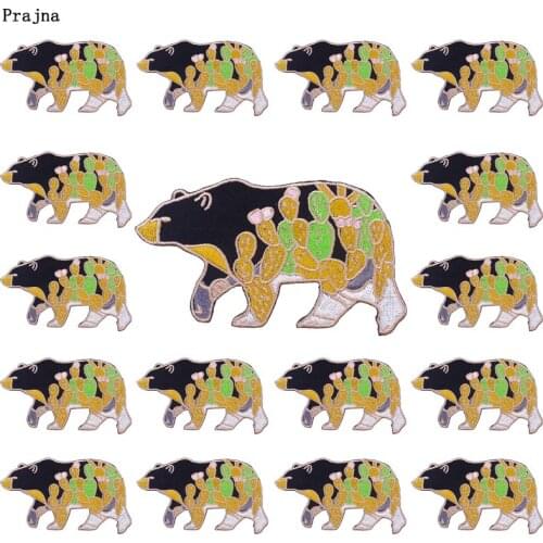 Prajna 10 PCS Colorful Bear Embroidered Patches On Clothes Applique Iron On Patches For Clothing Stickers Cartoon Patch Badges