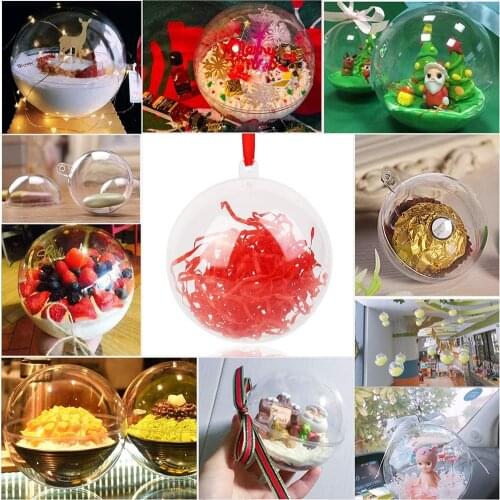 10PCS Christmas Halloween Decoration Plastic Clear Balls Bauble Transparent Open Sphere Home Wedding Ornament DIY Craft Gift
