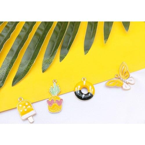 10 pcs Snack Series Charms Bracelet Fit DIY Pineapple Popsicle Donut Finding Metal Pendants Earring Jewelry Accessories YZ144