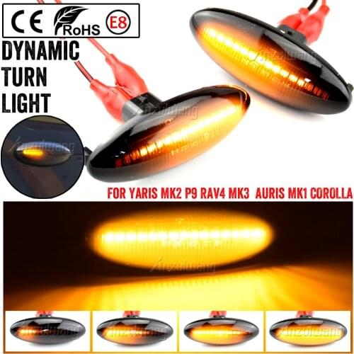 2PCS Dynamic Side Marker Light Turn signal light lamp for Toyota Yaris Mk2 P9 RAV4 Mk3 ACA3/ALA3 Auris Mk1 E15 COROLLA 07-10