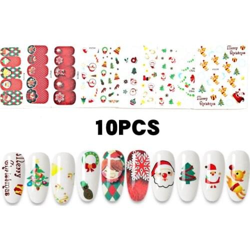 20 Sheets water transfer nail art stickers decals nails decorations manicure tools Christmas tree Santa Claus snowman design