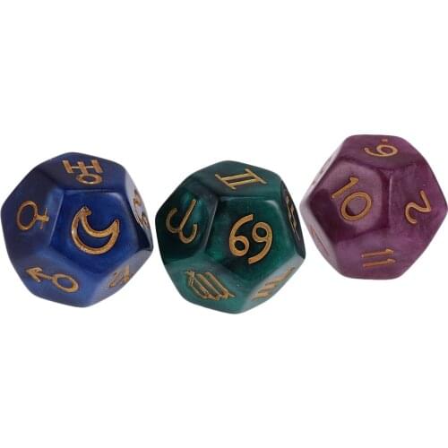 3pcs Astrology Fortune Telling Dice, Kids Constellation Game Accessories, DND D&d RPG Board Game Supplies