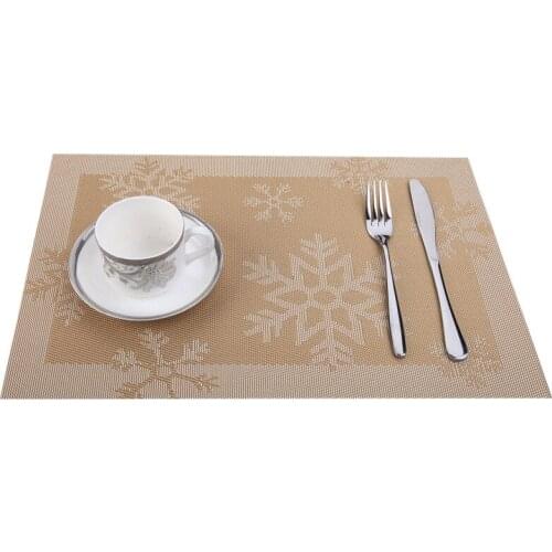 4/6pcs Christmas placemat hotel table mat decoration snowflake elk restaurant PVC western placemat cloth mat heat insulation pad