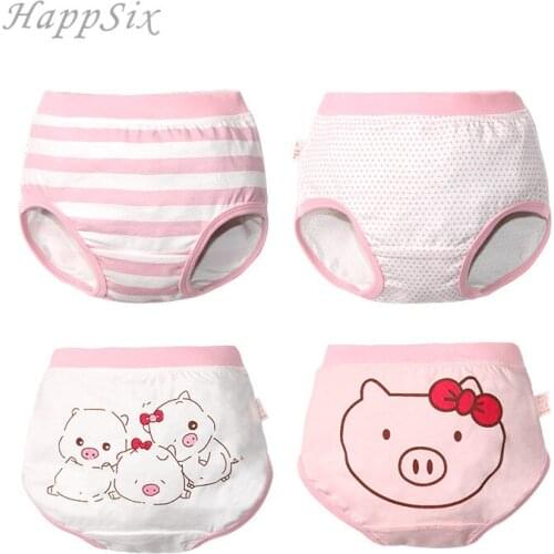 4Pieces Baby Underwear Pure 100%Cotton 2019New Style Baby Girls Briefs 0-1-3-5Years Kids Girls Pants Childrens Underwear