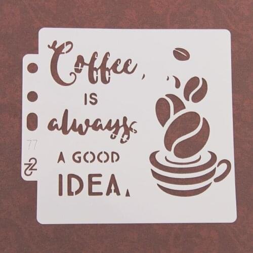 5pcs Coffee Layering Stencilsr Spray stencil DIY Scrapbook photo album Decorative Embossing DIY Paper Card Crafts