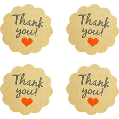 500pcs/lot Thank You With Red Heart Design Gift Creative Decor Cake Baking DIY Vintage Seal Label Stickers