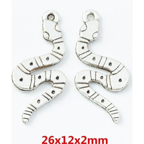 60 pieces of retro metal zinc alloy snake pendant for DIY handmade jewelry necklace making 6754