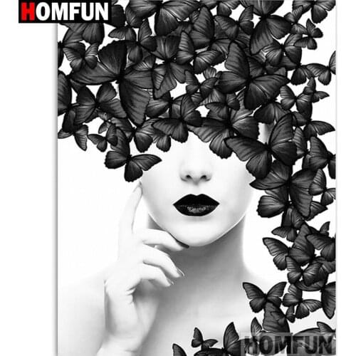 HOMFUN Full Square/Round Drill 5D DIY Diamond Painting "Butterfly beauty" Embroidery Cross Stitch 3D Home Decor Gift A15307