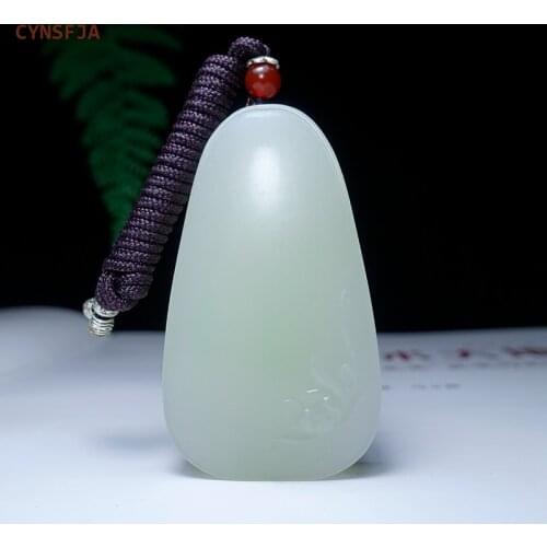 CYNSFJA New Real Rare Certified Natural Hetian Jade Nephrite Mens Lucky Amulets Lotus Jade Pendant High Quality Best Gifts