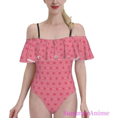 Bikinis Kisatsutai Zenitsu Exotic 2021 Women Flounce Swimsuit high Waist Swimwear Anime Kawaii Beach wear