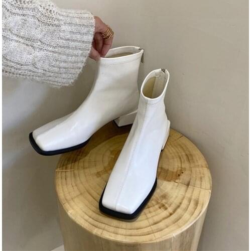 Mid Heels Women Shoes 2021 New Winter Designer Cozy Dress Snow Boots Pumps Fashion Casual Ankle Warm Goth Chelsea Boots Mujer