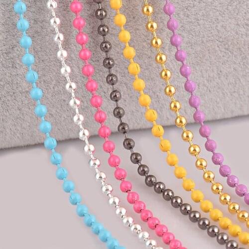 20pcs beaded multi colors beaded ball chains dog tags ball necklace chain different length