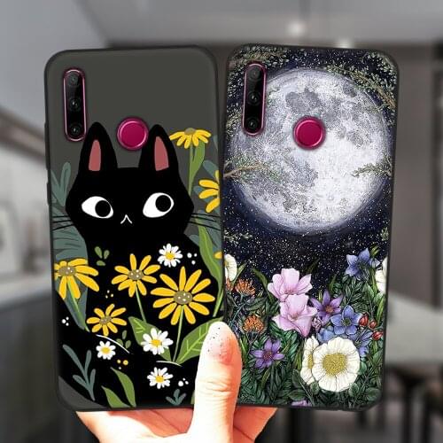 For Huawei Honor 20 Lite 30 10i 20i 30i 9X 8X 10X Mate 10 20 Lite Pro Phone Case Flowers Leopard Dog Cat Black Silicone Cover