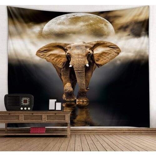 Colorful Elephant Tapestry Starry Sky Psychedelic Animal Tapestry Bohemian Mandala Wall Decoration Beach Towel Picnic Mat