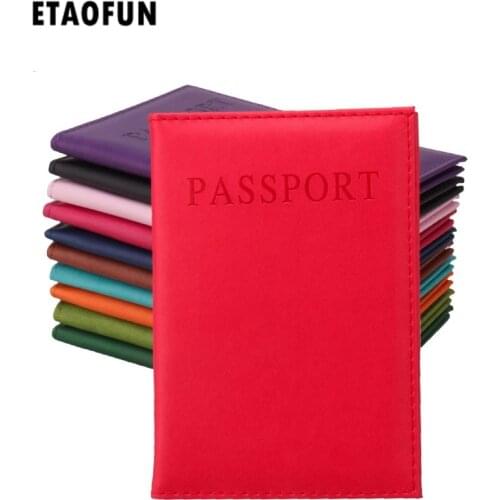 Etaofun high quality soft PU leather passport cover for women, 2018 new arrivals on sale mens passport card holder for travel