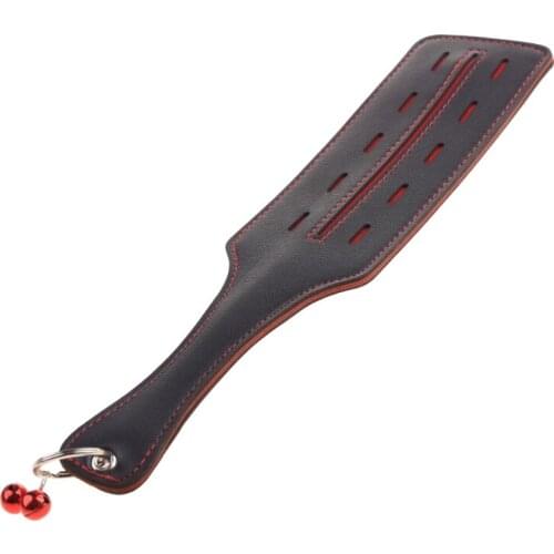 Artitficial Leathr Spanking Paddles Hollow Red Heart Roleplay Bondage Whip with Ring Bell Slave Enjoyment Adult Couples Games