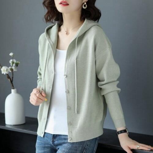 New arrrival Spring and Autumn style Soft plus size long-sleeve knitted outerwear hooded cardigan sweater women coats
