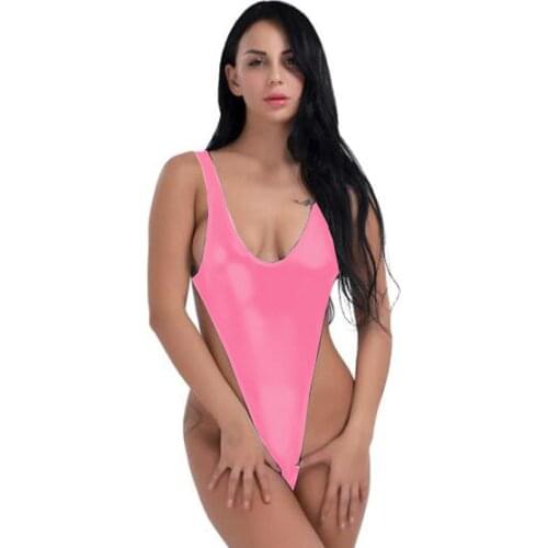 Women Summer Leather PU Skinny Sleeveless halter Playsuit Short Sexy Shiny Bikini Jumpsuit Fashion Casual Bodysuits Romper 7XL
