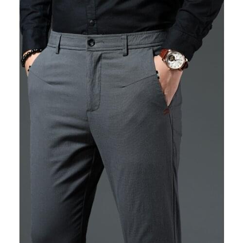 Plus Zise Mens Suit Pants Classic Style Green Grey Black Business Casual Straight Stretch Dress Pants Male Brand Trousers