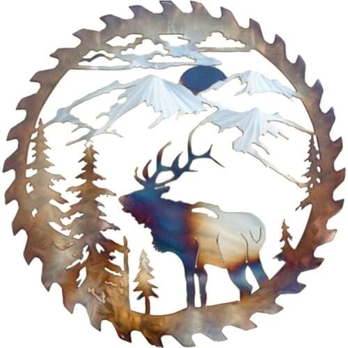 Deer Metal Wall Art Forest Creative Home Ornaments Retro Elk Metal Decoration Deer Wall Art Forest Home Wall Hanging Decoration