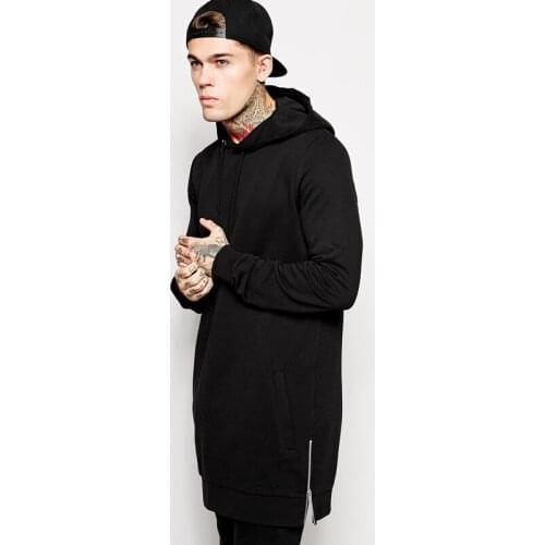 2021 mens hip hop fleece sweatshirts with hoody side zip to hem design long sweat shirt men longline hoodies for men