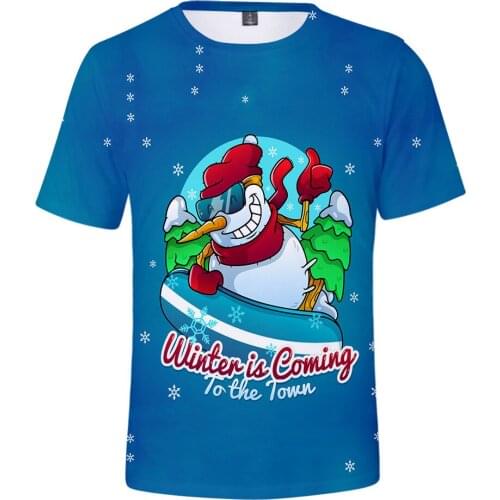 2020 New Arrival Christmas snowman 3D Print T-Shirt Summer Men/Women Fashion Casual Short Sleeve T Shirt Clothes
