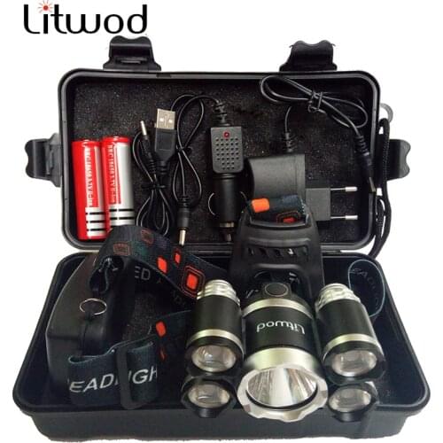 10000 Lumen Headlamp XML 3/5 LED T6 Head Lamp Flashlight Torchhead Light With 8650 Battery AC/DC Charger Headlight