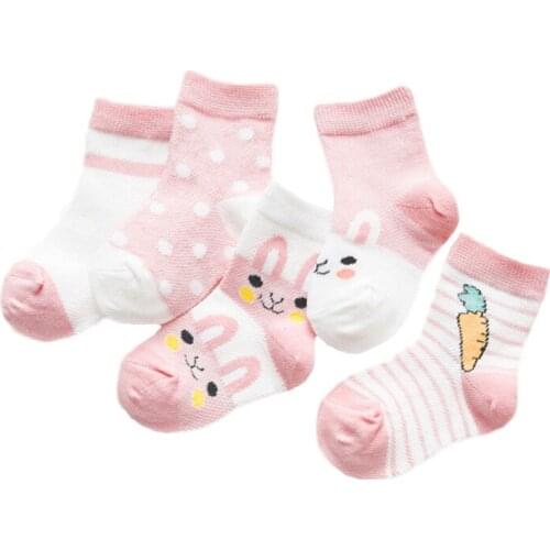 5Pair/lot Soft Cotton Kids Socks Cartoon Animal Rabbit Baby Breathable Boys Girls Sock Autumn for Children Gifts Toddler Clothes