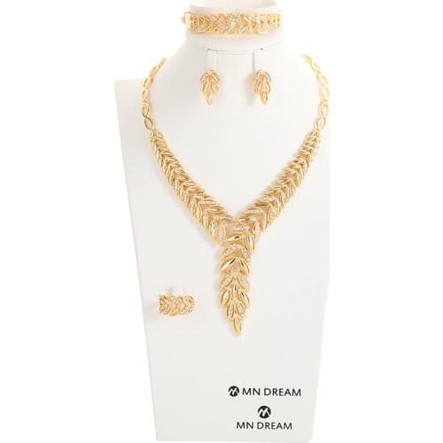 NEW Arrival African Dubai Gold Bridal jewelry sets for Women Bracelet Earrings indian Wedding Party Crystal Ring Jewelry Sets