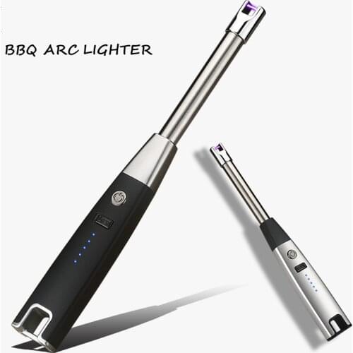 New USB Electronic Rechargeable Arc Igniter Metal Windproof Kitchen Igniter Gas Stove Lighter Plasma Arc Flameless CandleOutdoor