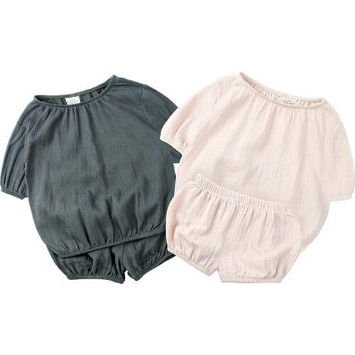 Kids Tales 2021 Summer 2Pcs Pajamas Casual And Pants Childrens Baby Suit Cotton O-neck Short-Sleeved Shorts Unisex Clothing