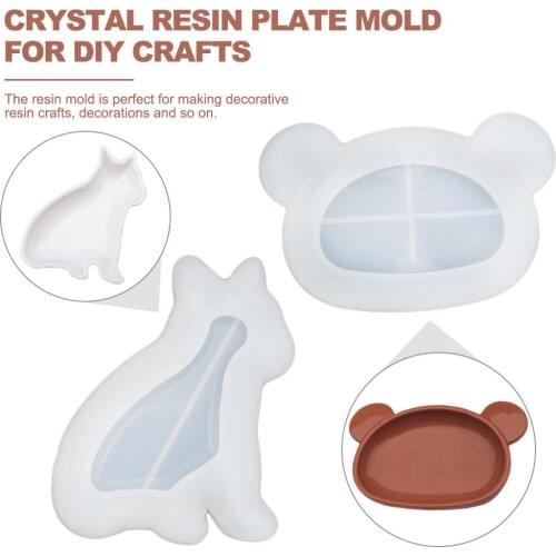 Diy Puppy Shape Tray Silicone Mould Handmade Cute Bear Epoxy Resin Dish Mold Make Plate Craft Tool Jewelry Storage Home Decor