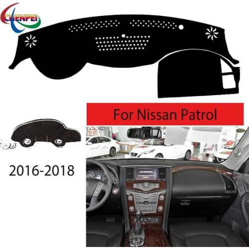 Car Dashboard Avoid Light Pad Instrument Platform Desk Cover Mat Carpets For Nissan Patrol 2016-2018 Interior Accessories