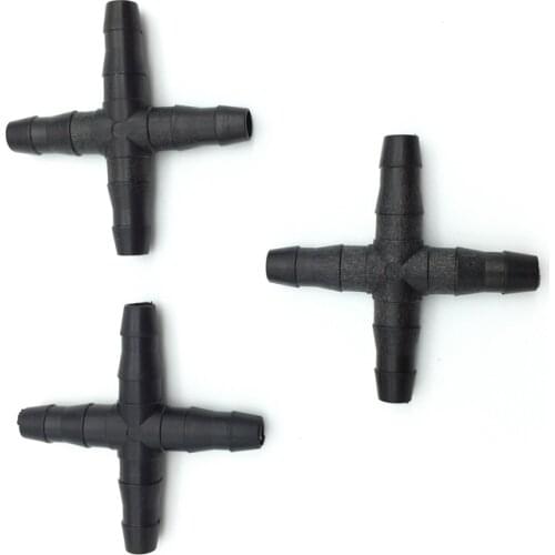 200 Pcs Cross Straight For 4/7 Mm Hose 1/4 'barb Barbed Connector Cross Tee Threaded Garden Lawn Trees Greenhouse Irrigation