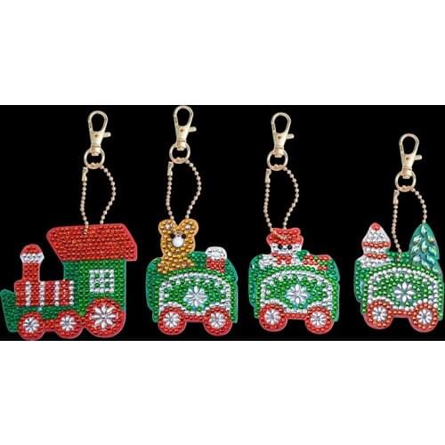 Christmas 5D Diamond Painting Keychain Pendant DIY Craft Kits Cross Stitch Key Chain Accessories Handmake Gifts for Kids