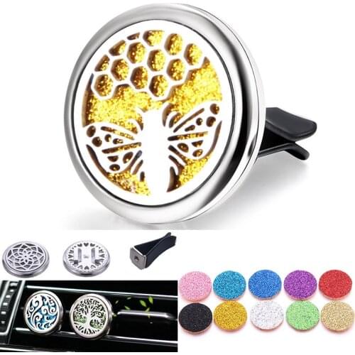 Detachable Bee Car Air Conditioning Air Outlet Freshener Perfume Air Diffuser Stainless Steel Car Aroma Essential Oil Pendant