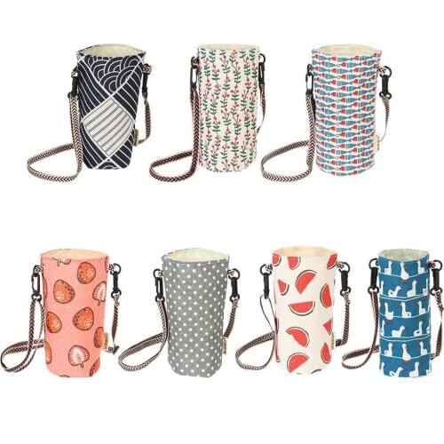 Cup Bag Handle Shoulder Crossbody Bottle Cup Sleeve Tote Heat Insulation Linen Mug Holder Bag Travel Outdoor Cup Accessory