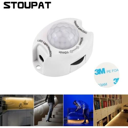 DV5-12V 3A PIR Motion Sensor Switch Adjustable Time Smart IR Human Body Sensor Detector ON Off Control for LED Strip Light Home