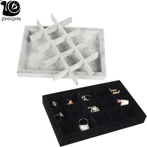 Velvet Jewelry Display Carrying Case Jewelry Storage Tray Ring Bracelet Necklace Watch Pendant Stud Earring Gift Box Organizer